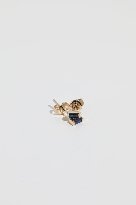 14K Gold and Sapphire Baguette Earrings