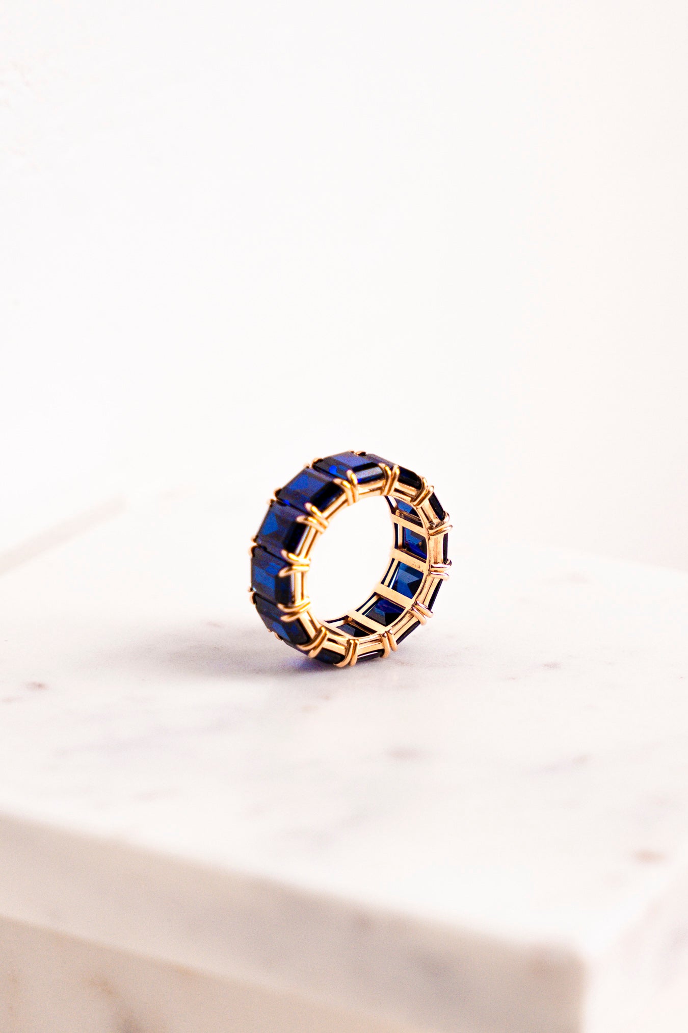 14K Rose Gold and Lab-Made Sapphire Eternity Ring