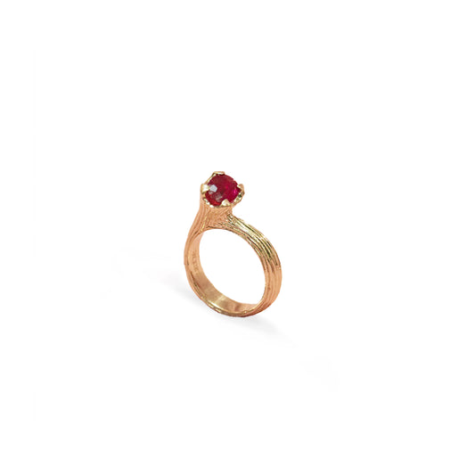 Tulipe | Bague en or 18 carats et rubis