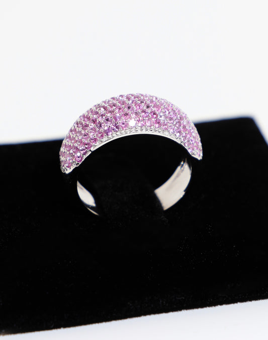 Bague en or blanc 18 carats et saphir rose