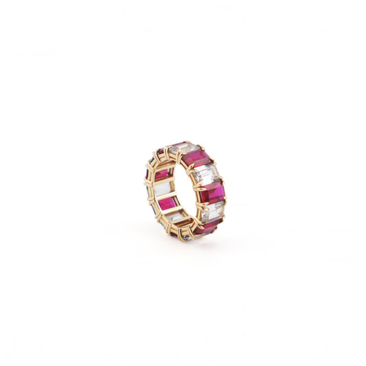 Bague d’éternité - Rubis et diamant de laboratoire