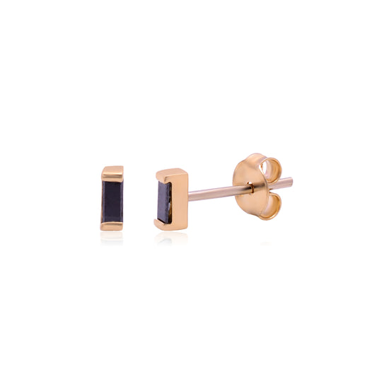 14k Rose Gold and Black Diamond Baguette Earrings