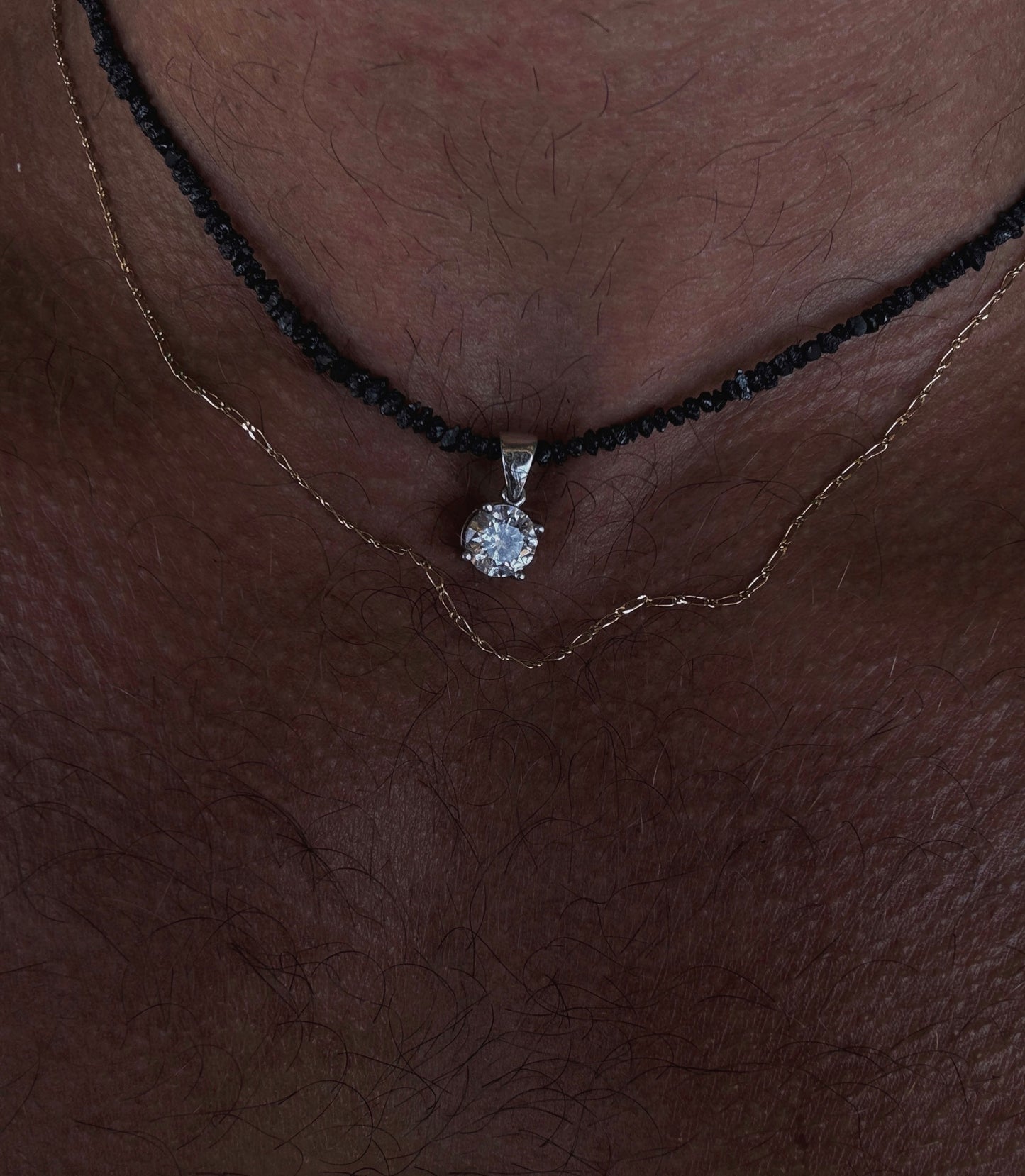 Rough Diamond and Silver Necklace