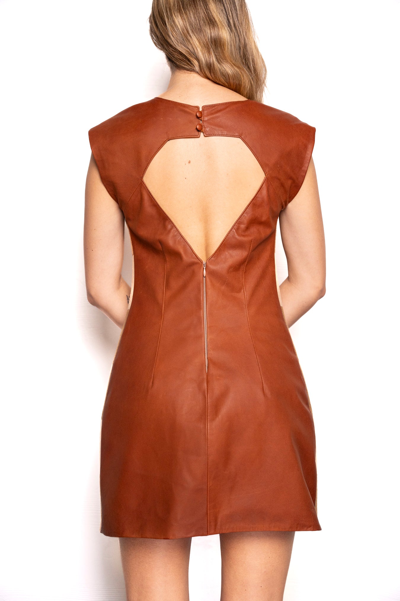 The Checkered Alpaca and Leather Dress
