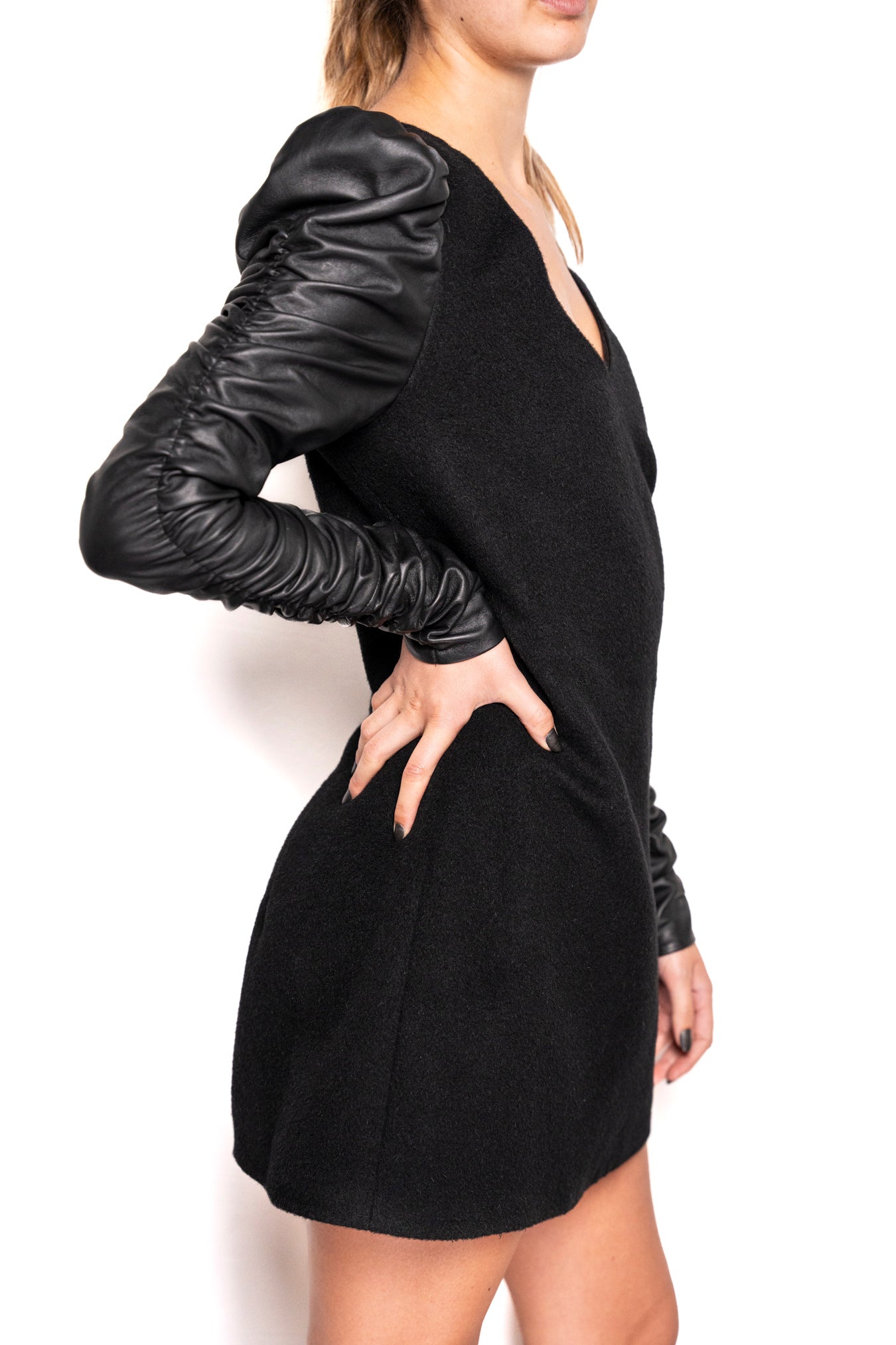 The Little Black Dress in Alpaca and Leather
