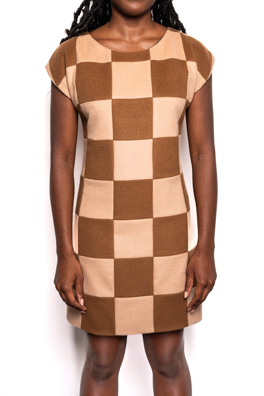 The Checkered Alpaca and Leather Dress