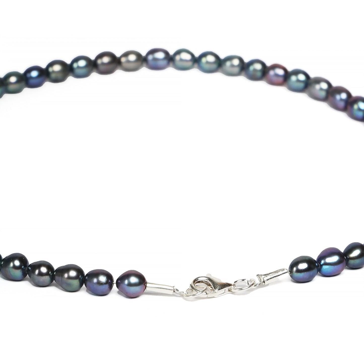 Dark Blue Oval Pearl Necklace