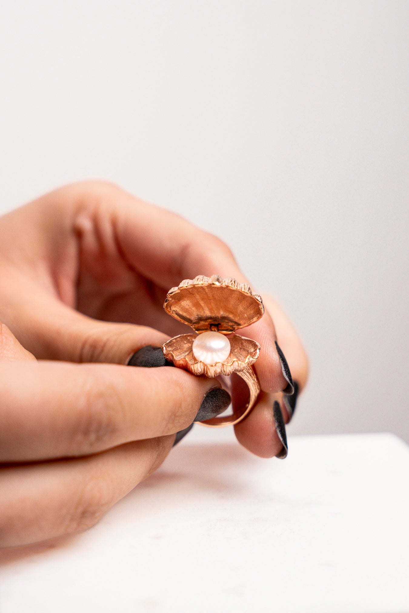 Venus Ring - Pearl Ring in Rose Gold