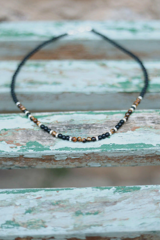 Onix and tigereye Beaded Necklace - KIELLE OFFICIAL