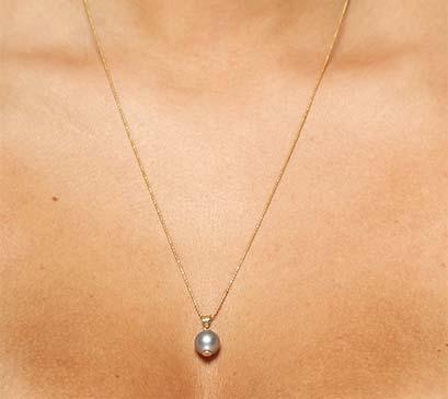 Black Tahitian Pearl Pendant | 14K Gold - KIELLE OFFICIAL