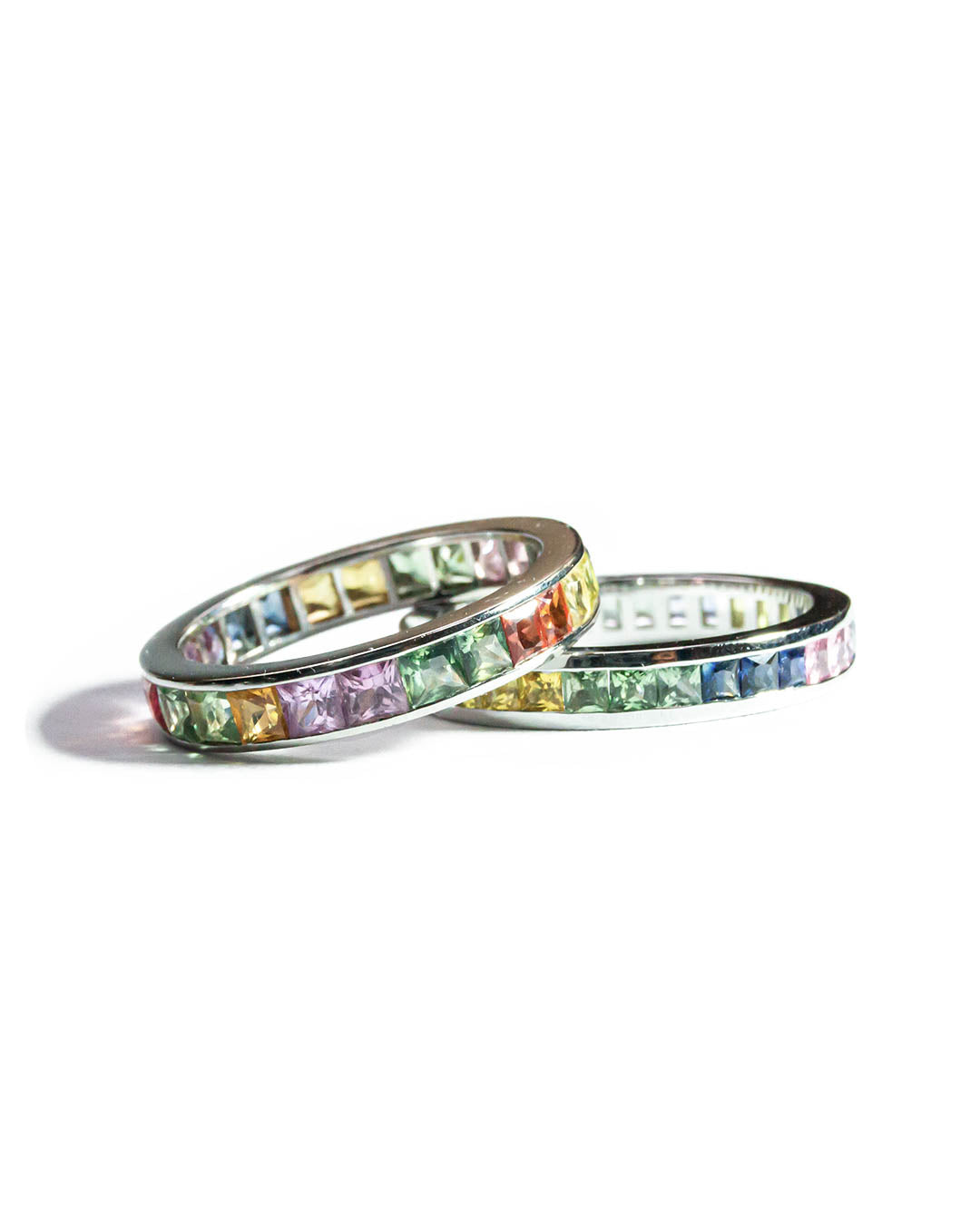 18K White Gold Fancy Sapphire Eternity Ring