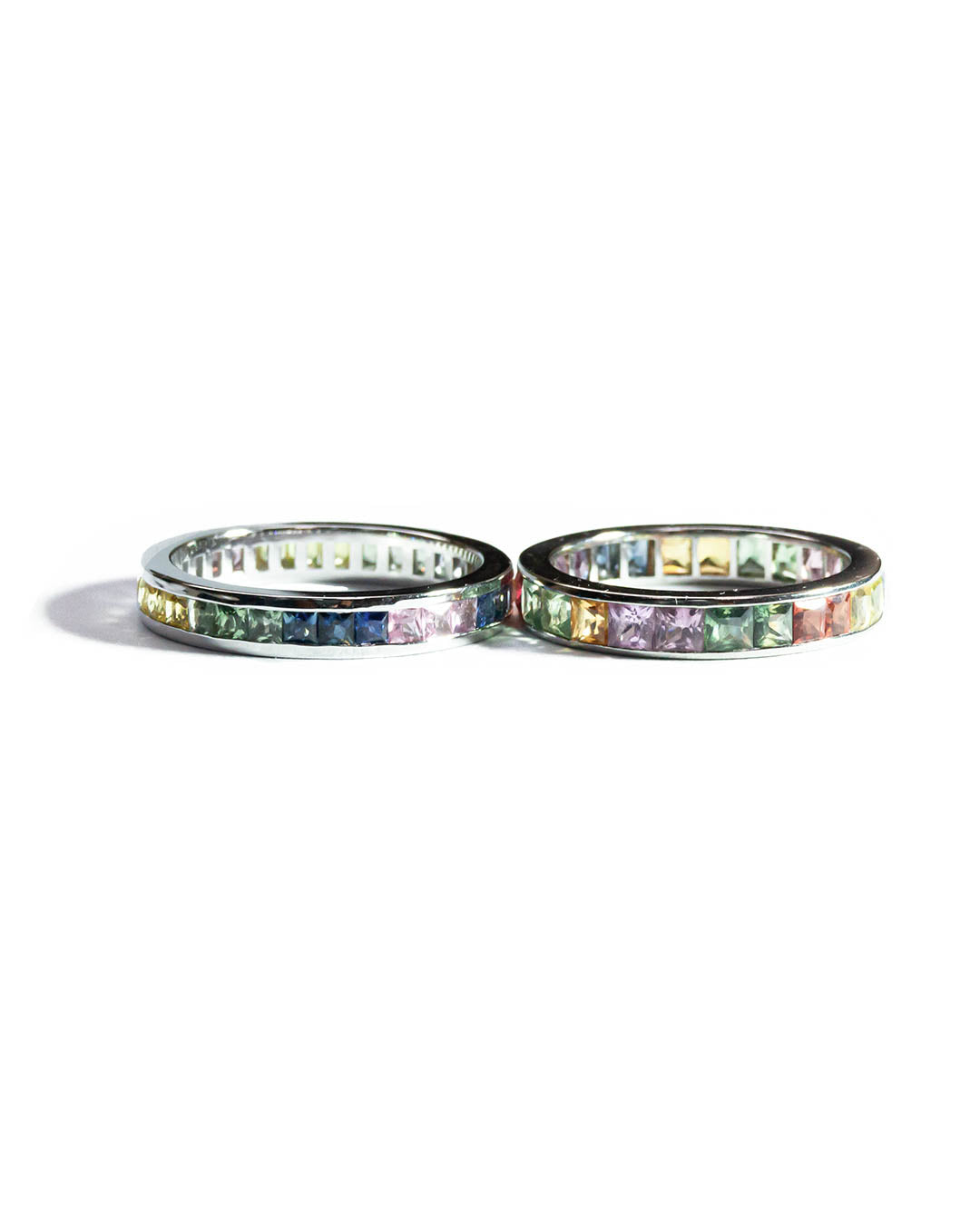 18K White Gold Fancy Sapphire Eternity Ring