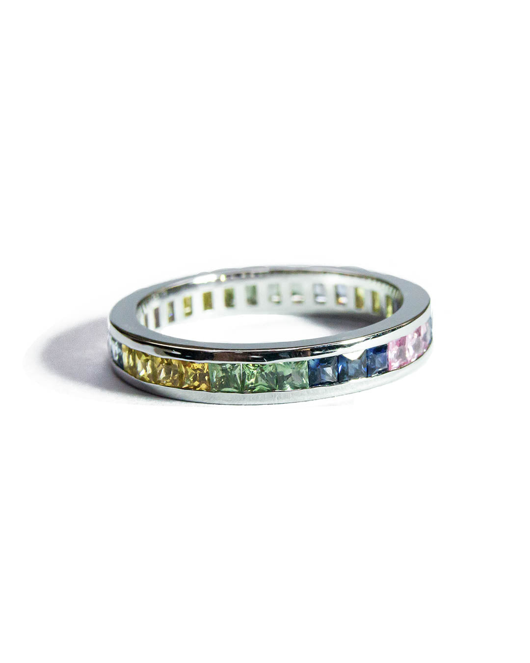18K White Gold Fancy Sapphire Eternity Ring