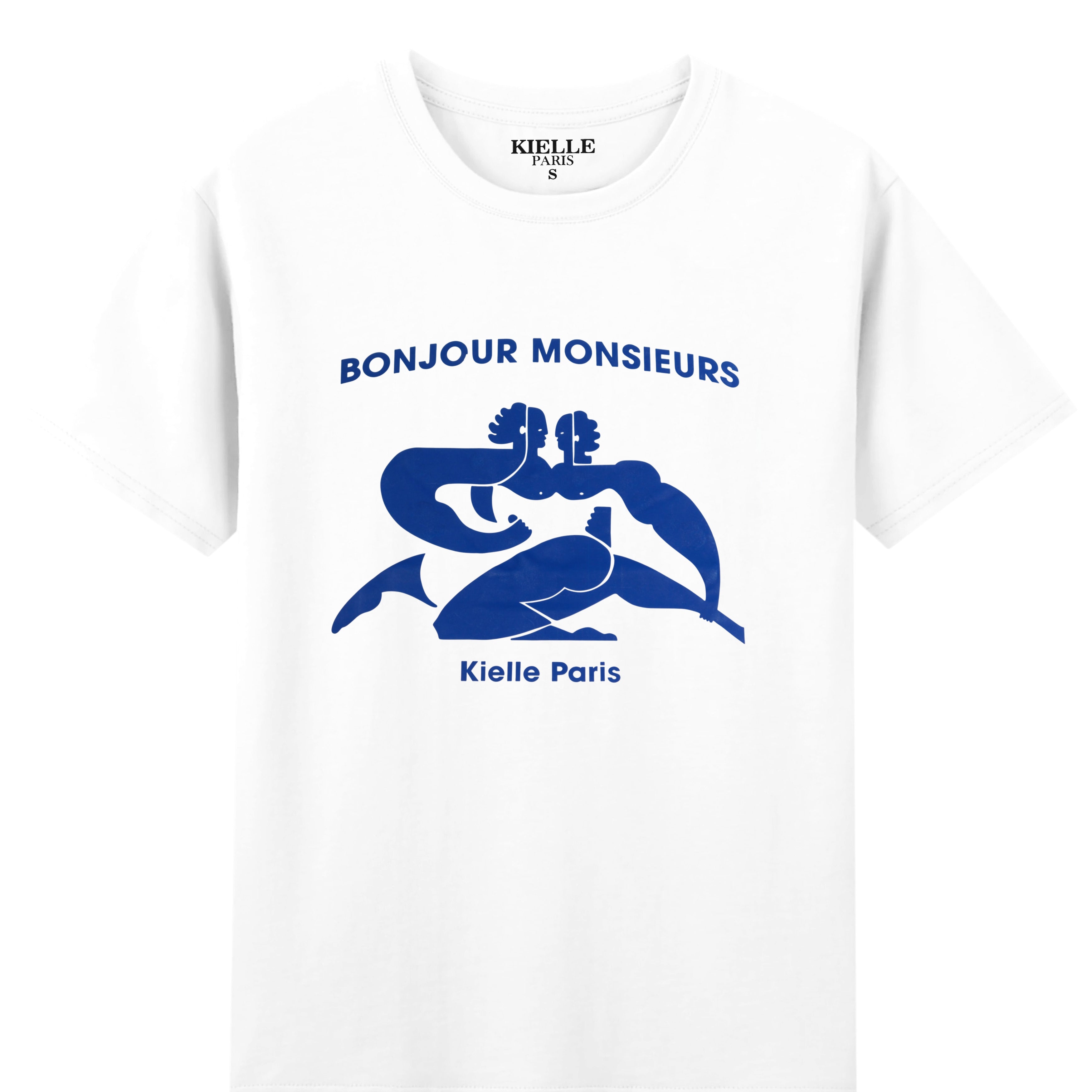 "Bonjour Monsieurs" Printed White Unisex T-shirt