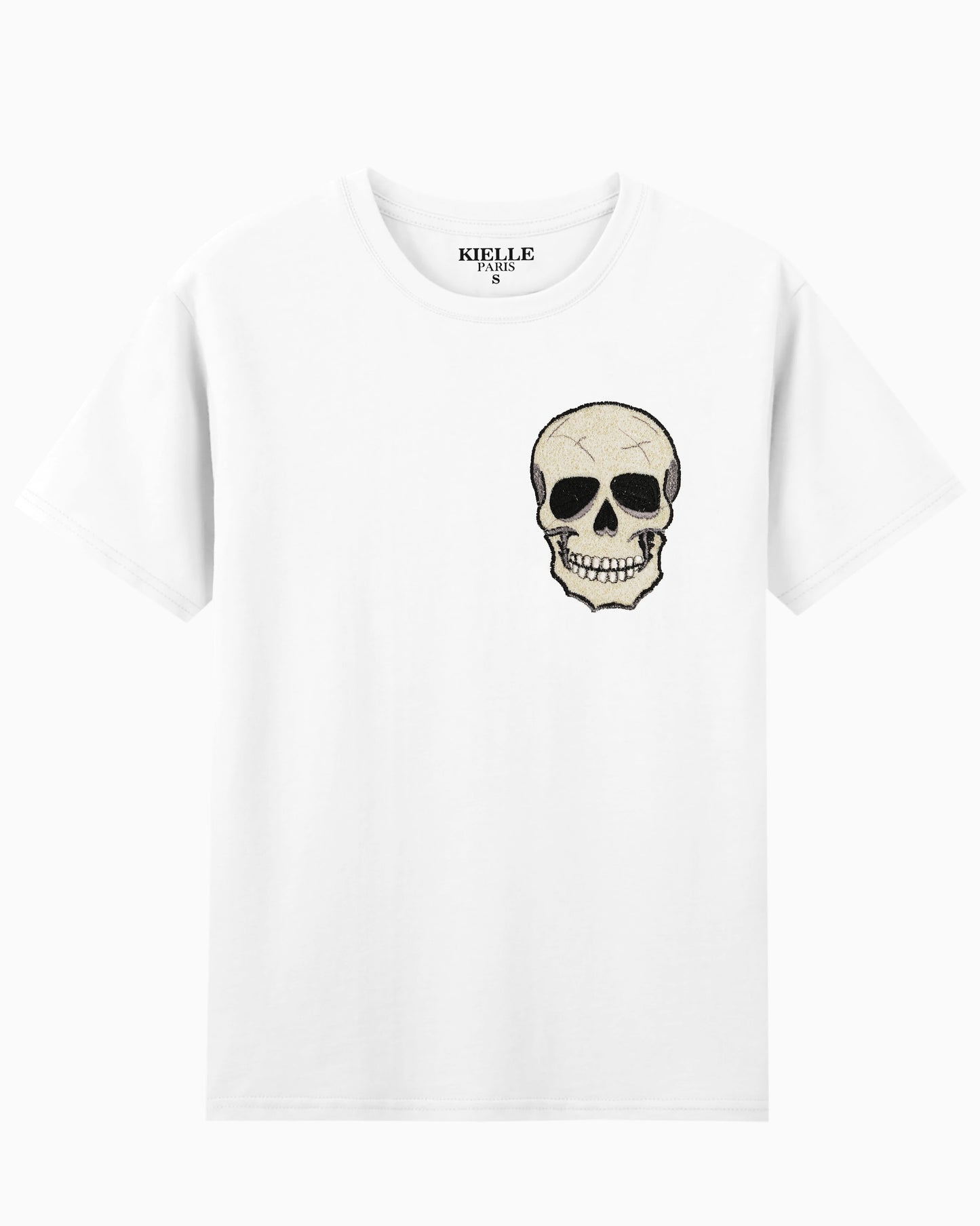 T-shirt unisexe Blanc Brodé "Skull"