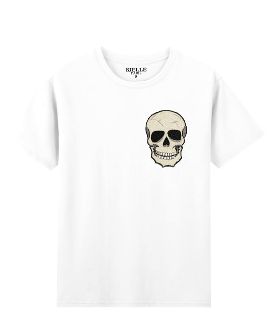 T-shirt unisexe Blanc Brodé "Skull"