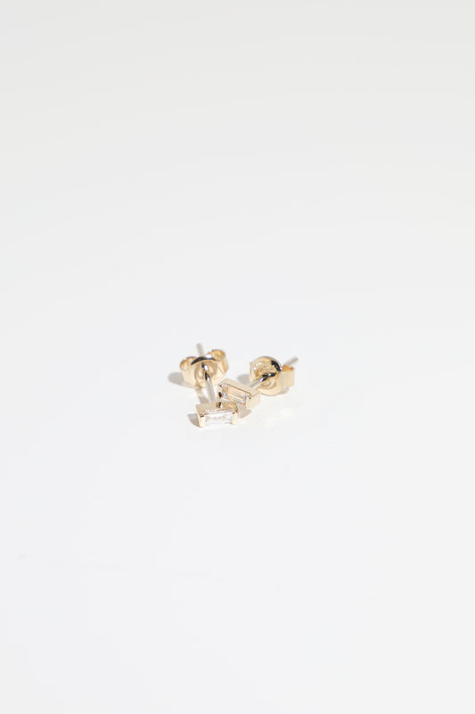 14K Gold and Diamond Baguette Earrings