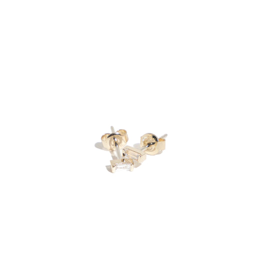 14K Gold and Diamond Baguette Earrings