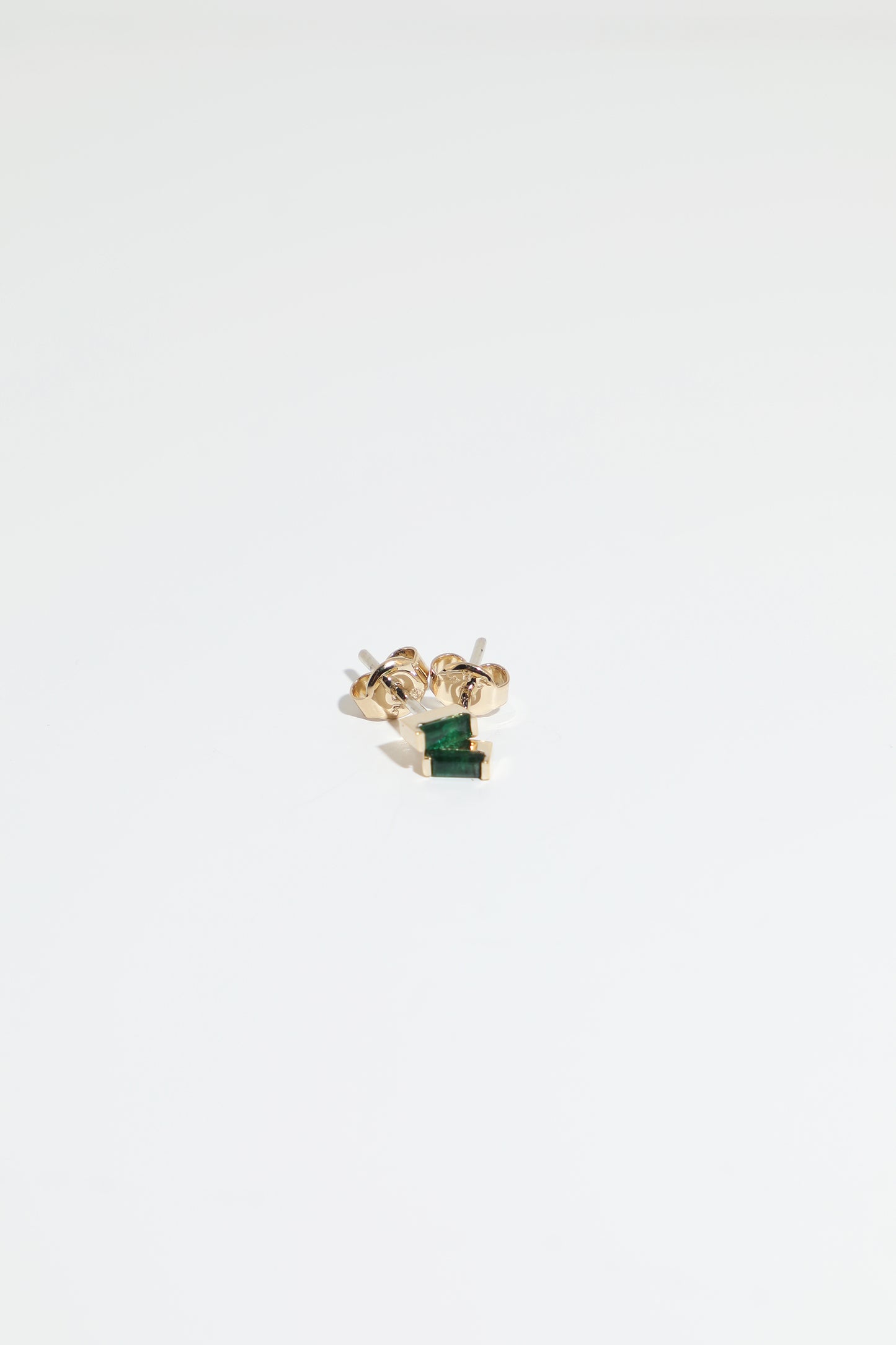 14K Gold and Emerald Baguette Earrings