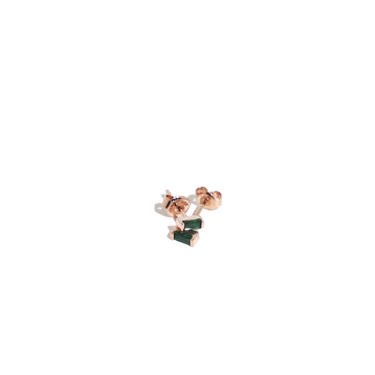 14K Rose Gold and Emerald Baguette Earrings
