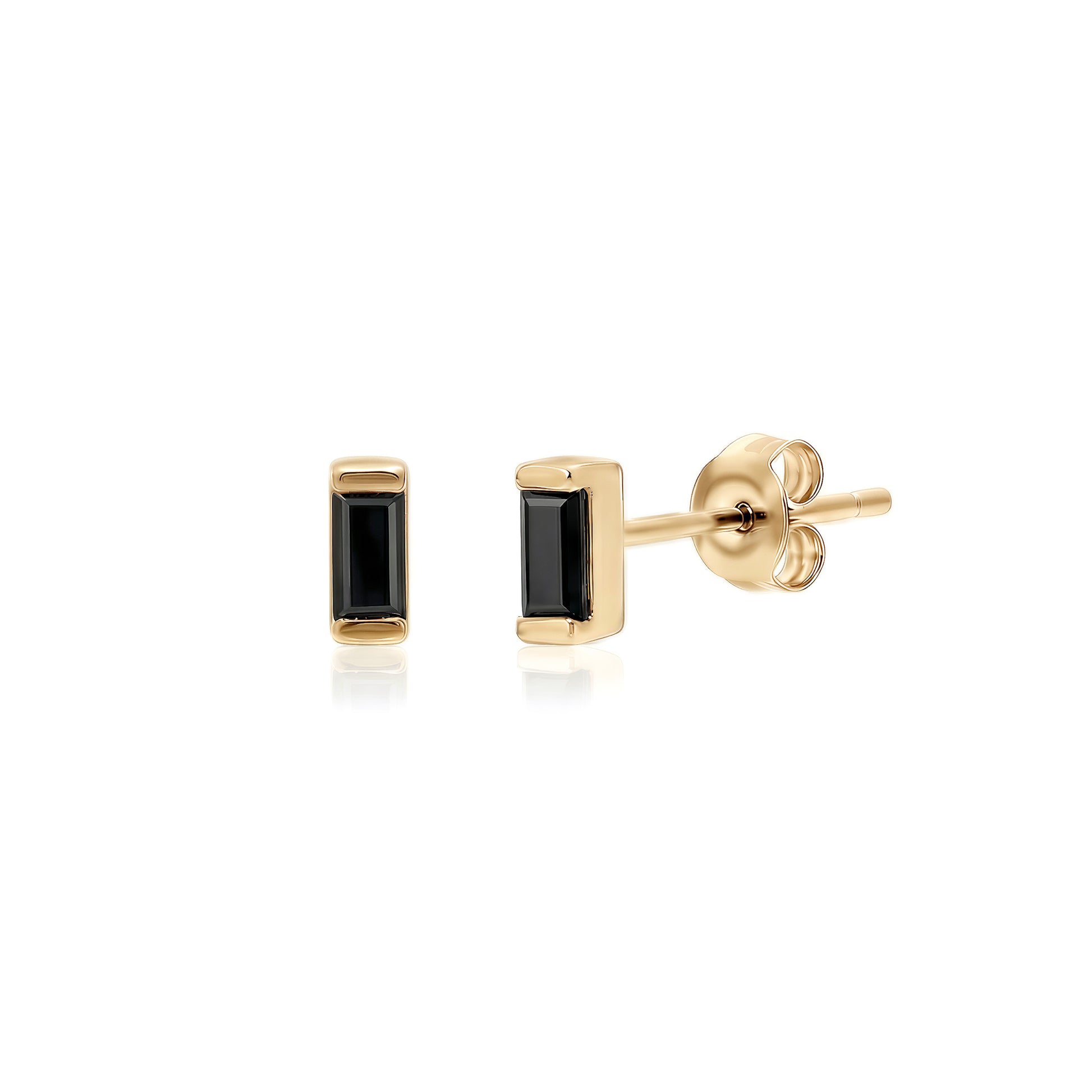 Pendientes baguette de oro rosa de 14 k y diamantes negros