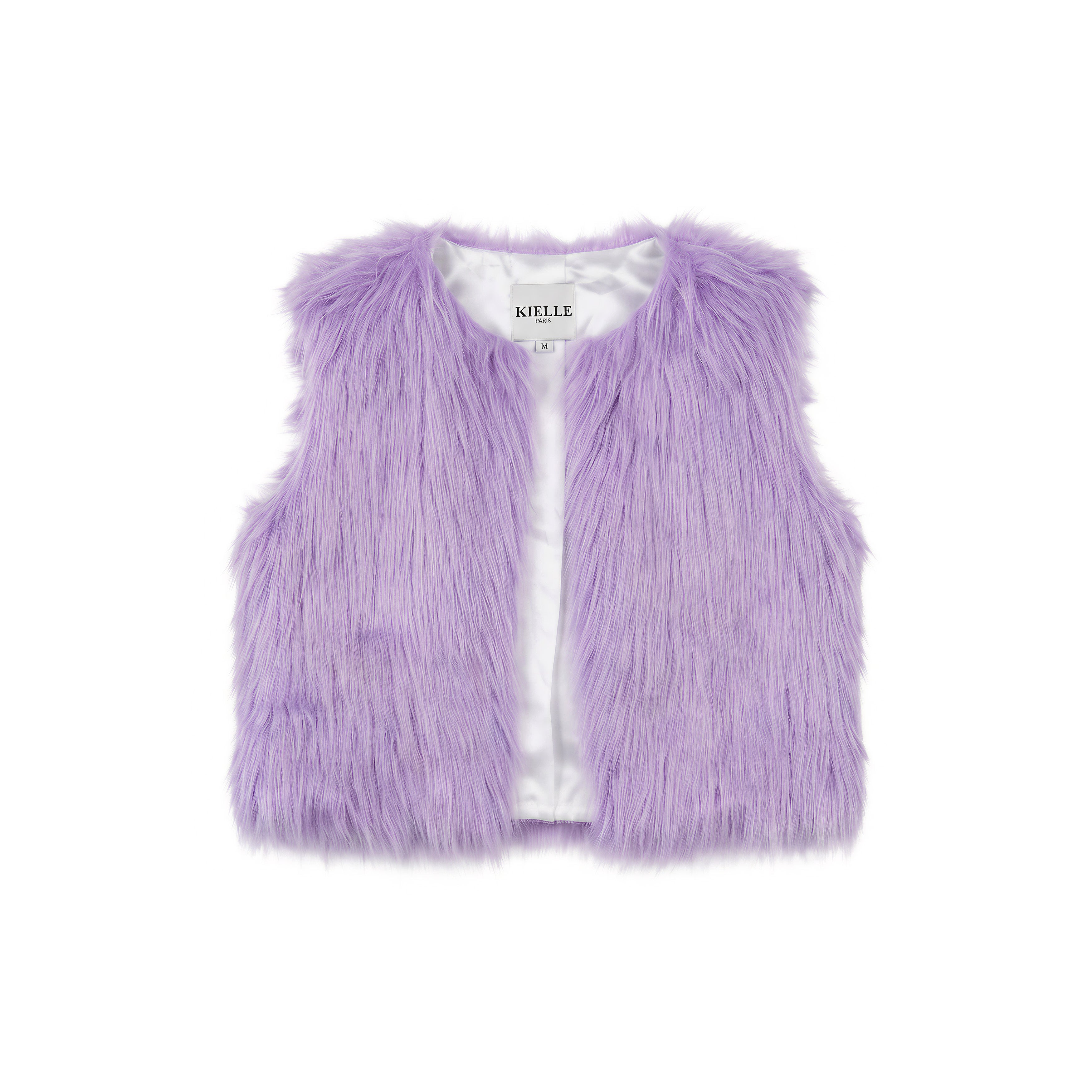 Gilet court en fausse fourrure lavande
