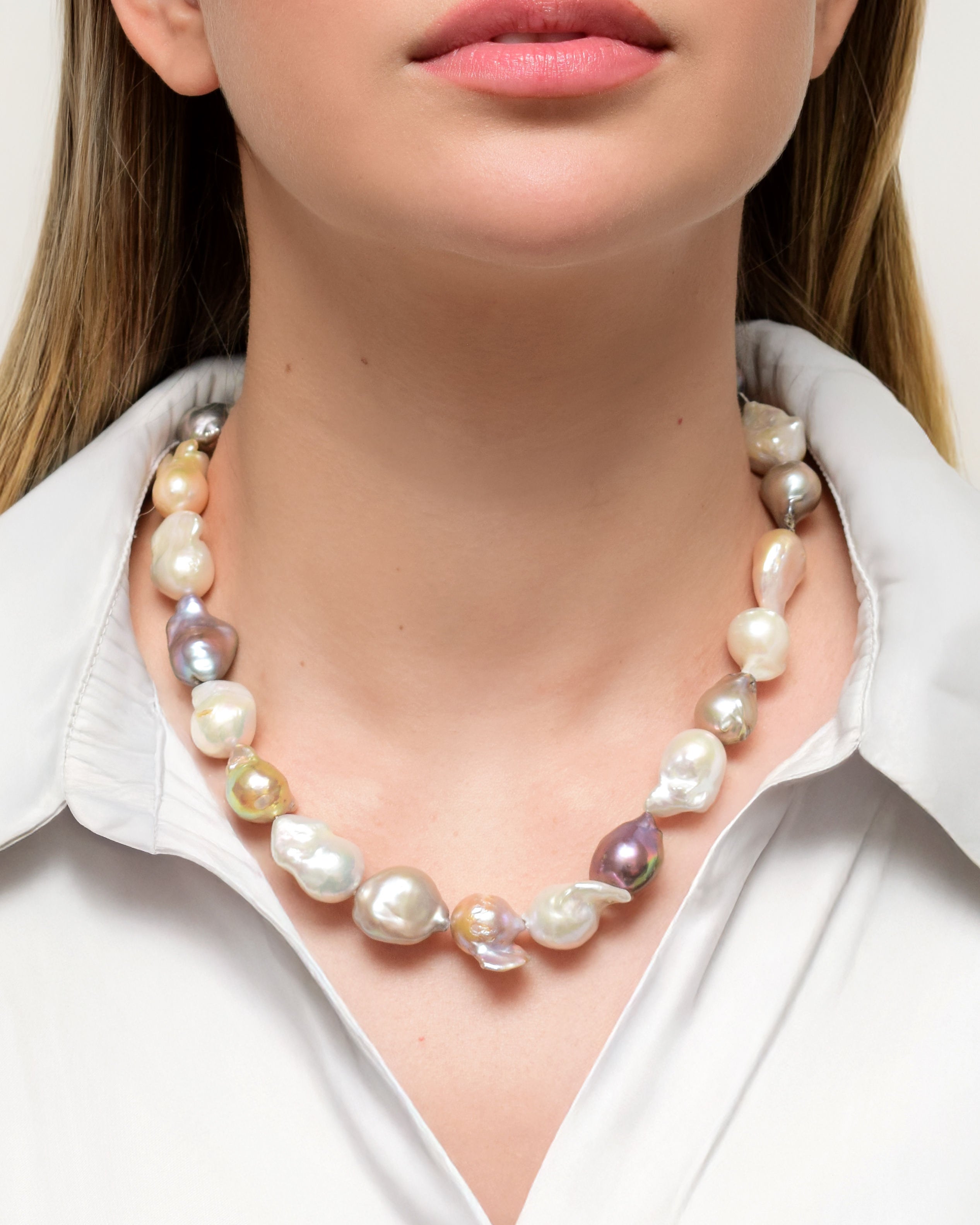 Multi-Tone Baroque Pearl Necklace
