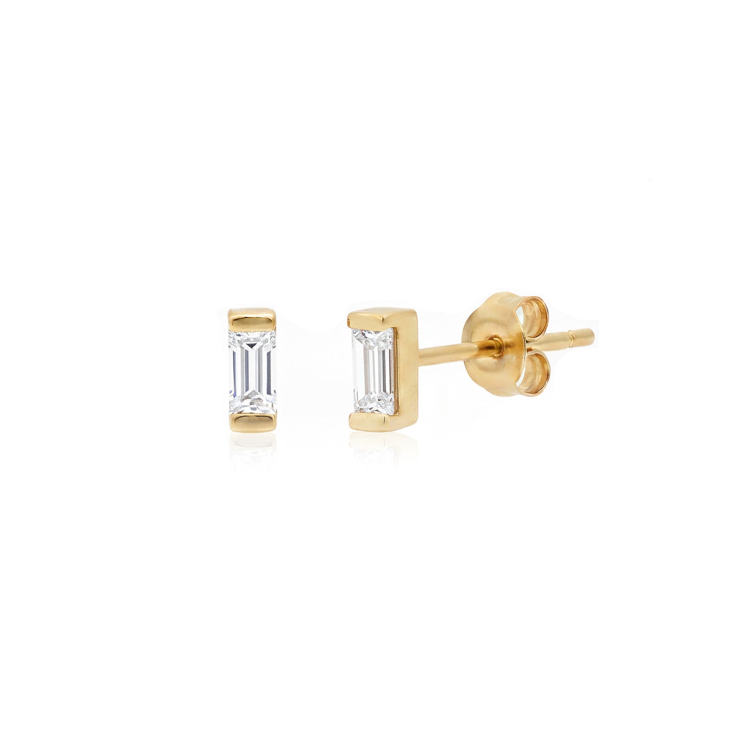 14K Gold and Diamond Baguette Earrings