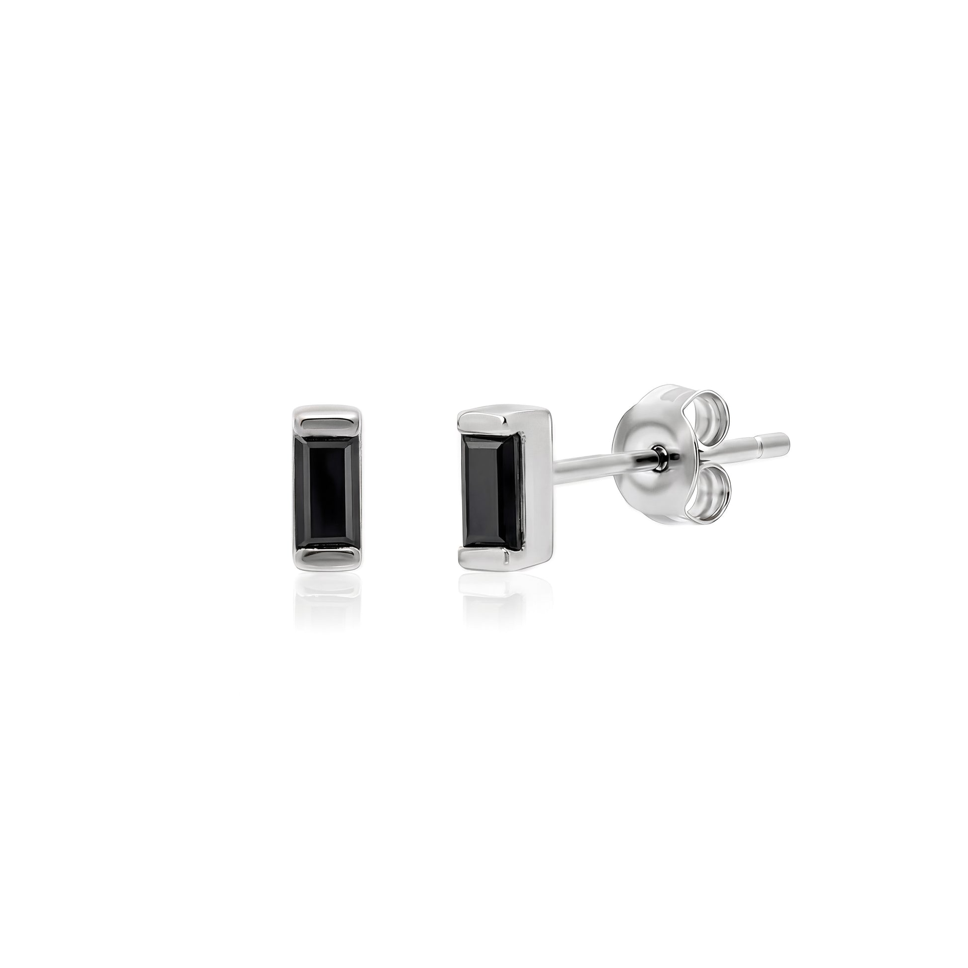 Pendientes baguette de oro rosa de 14 k y diamantes negros