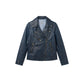 Deep Blue Leather Biker Jacket