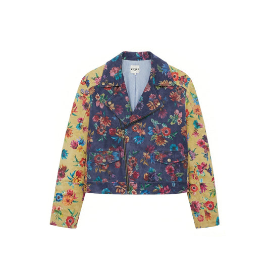 Floral Printed Biker Jacket