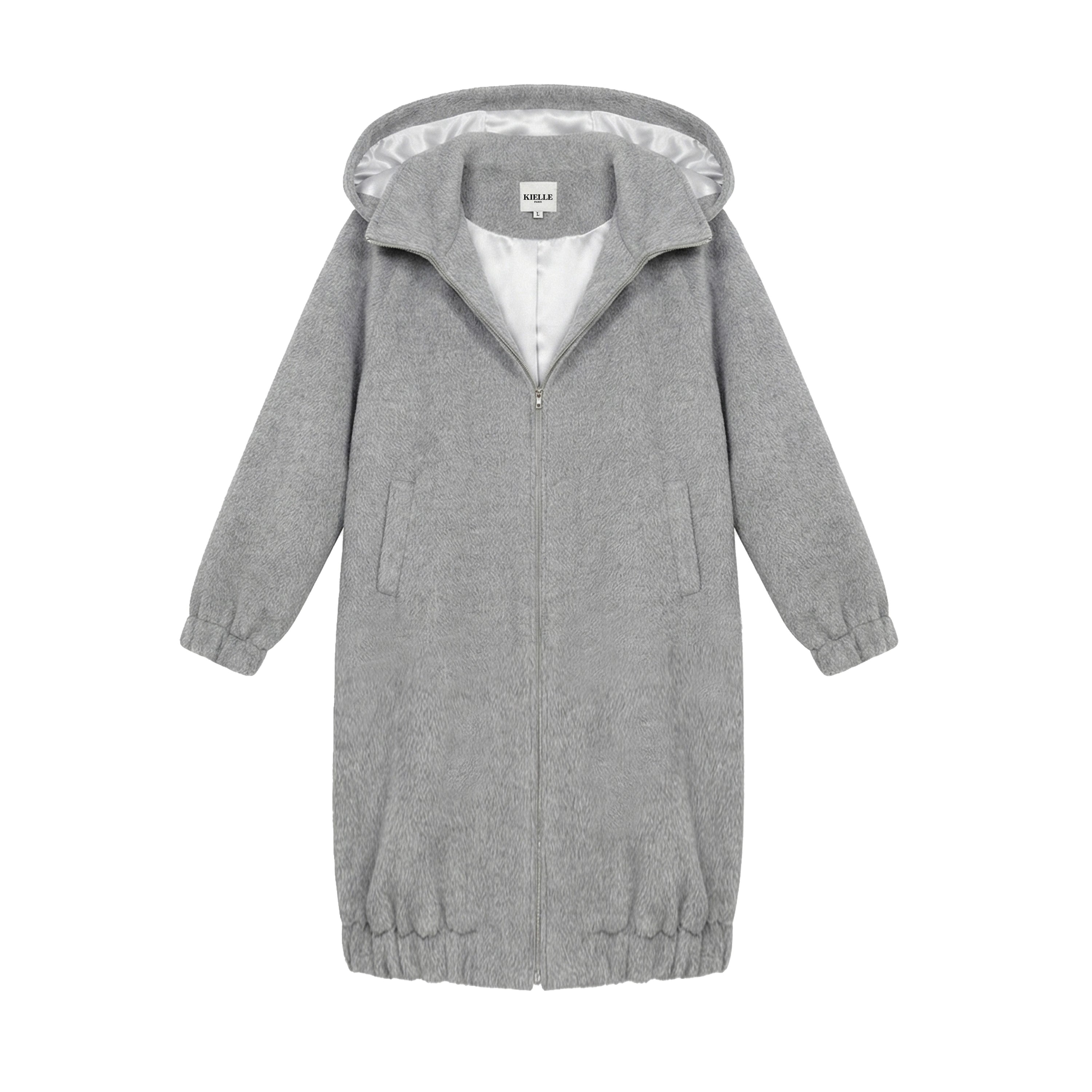 Abrigo largo de alpaca con capucha