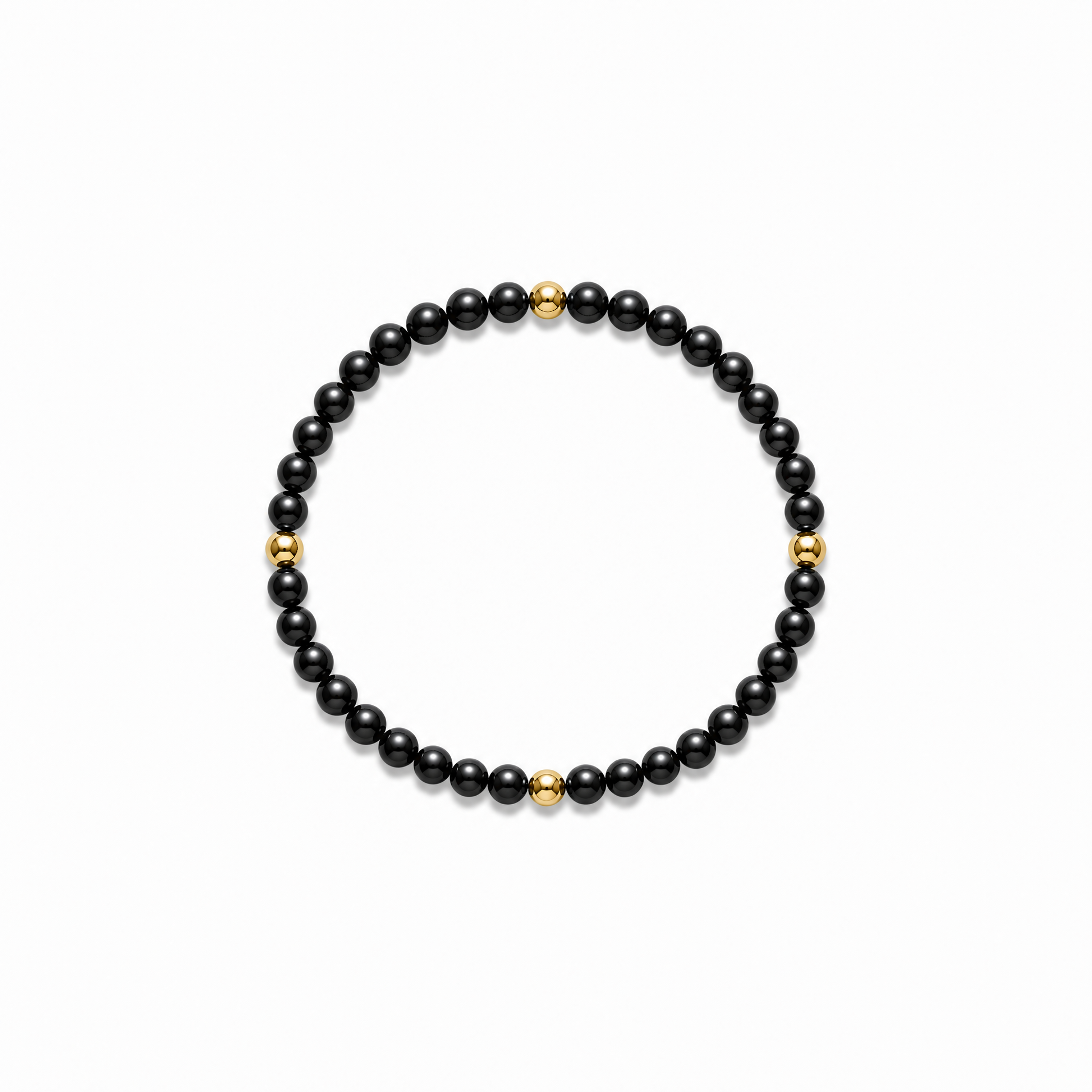 Black Onyx & 14k Gold Bracelet