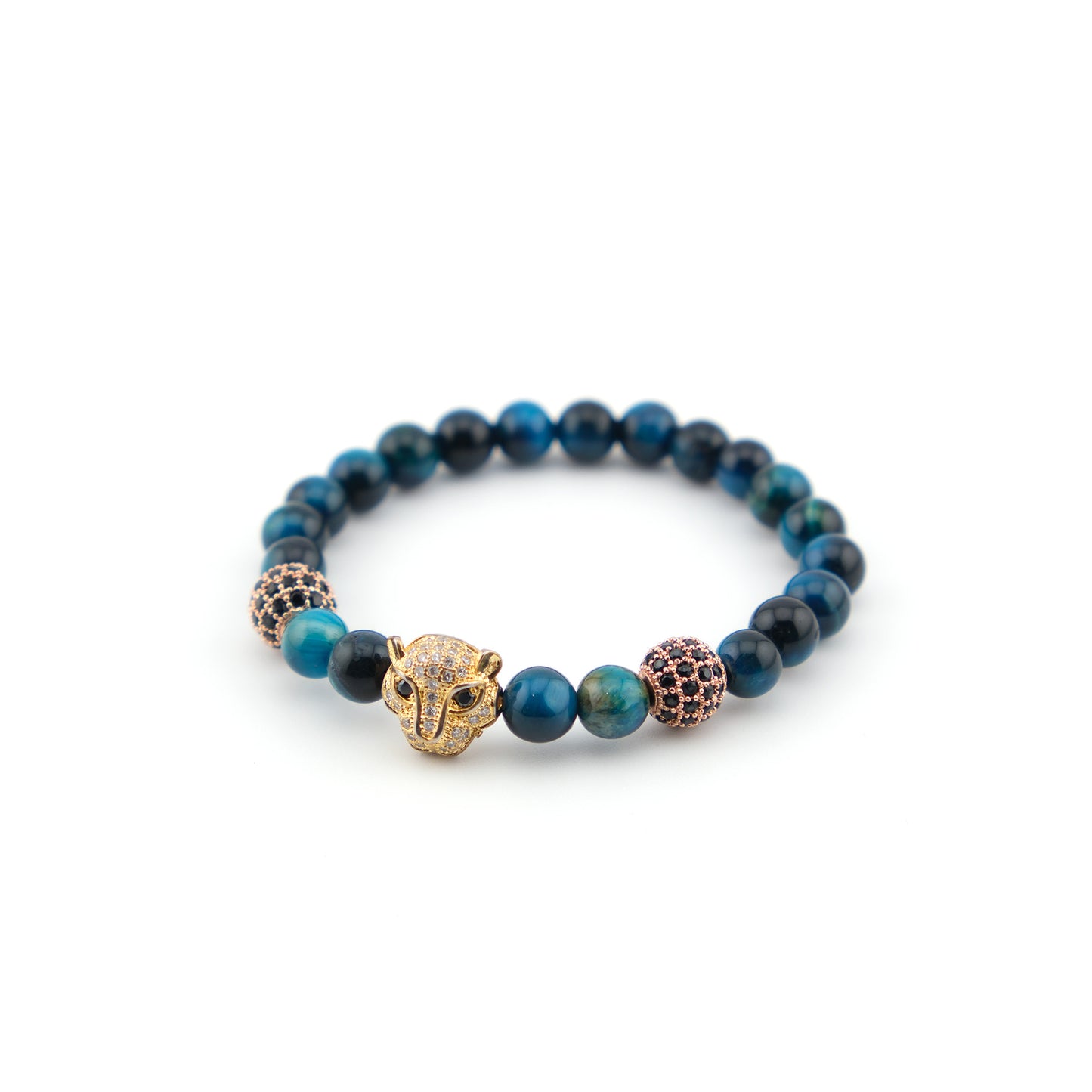 Bracelet en œil de tigre bleu