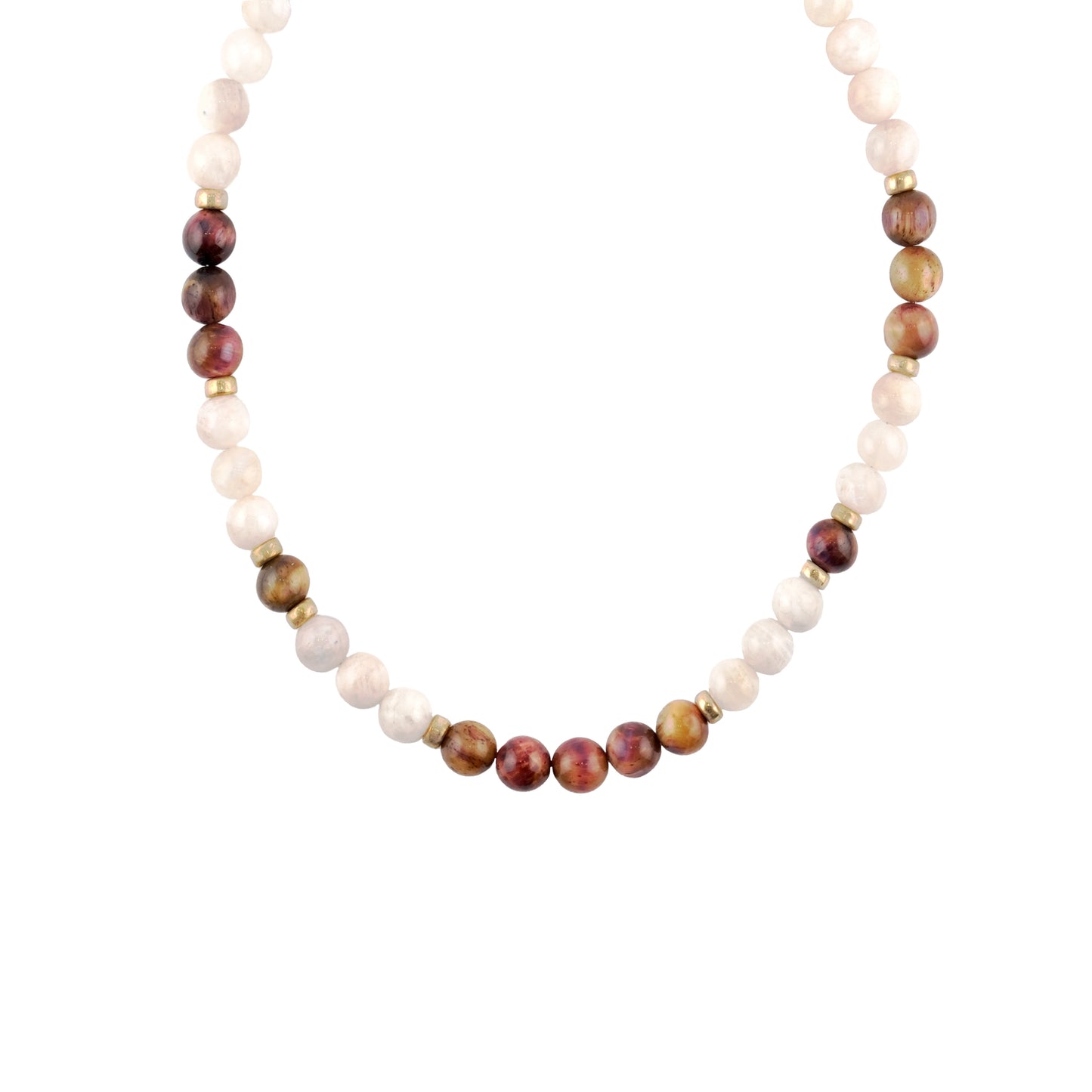 Collier Perlé Pierre de Lune et Oeil de Tigre Rose 
