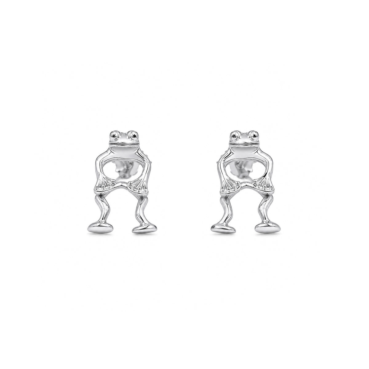 Frog Stud Earrings in Sterling Silver