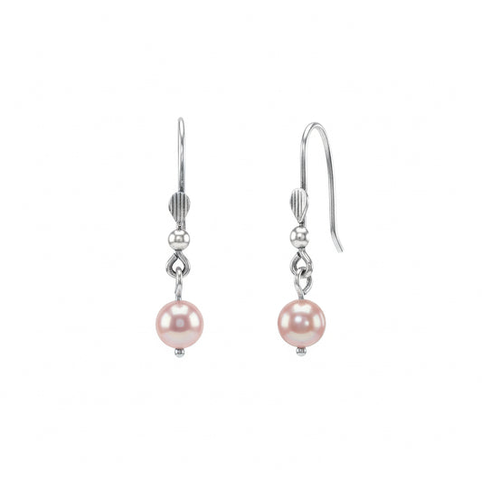 Pink Pearl Silver Earrings