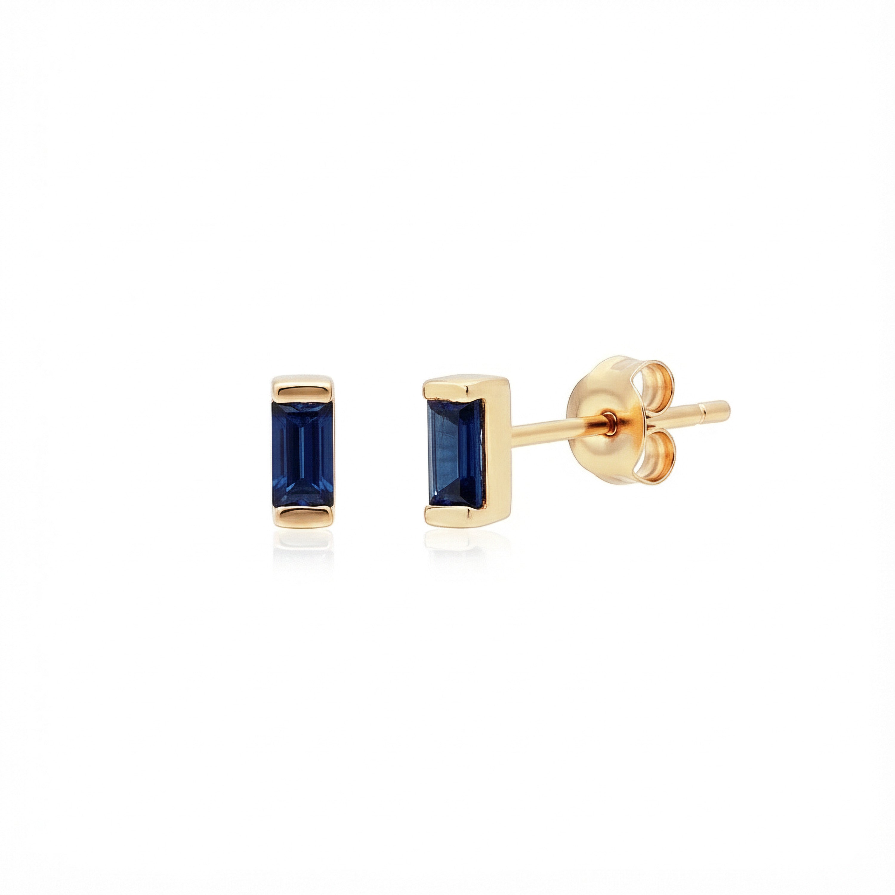 Boucles d'oreilles baguette en or 14K et Saphirs