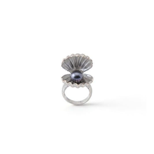 Bague Vénus - Bague Perle noir en argent
