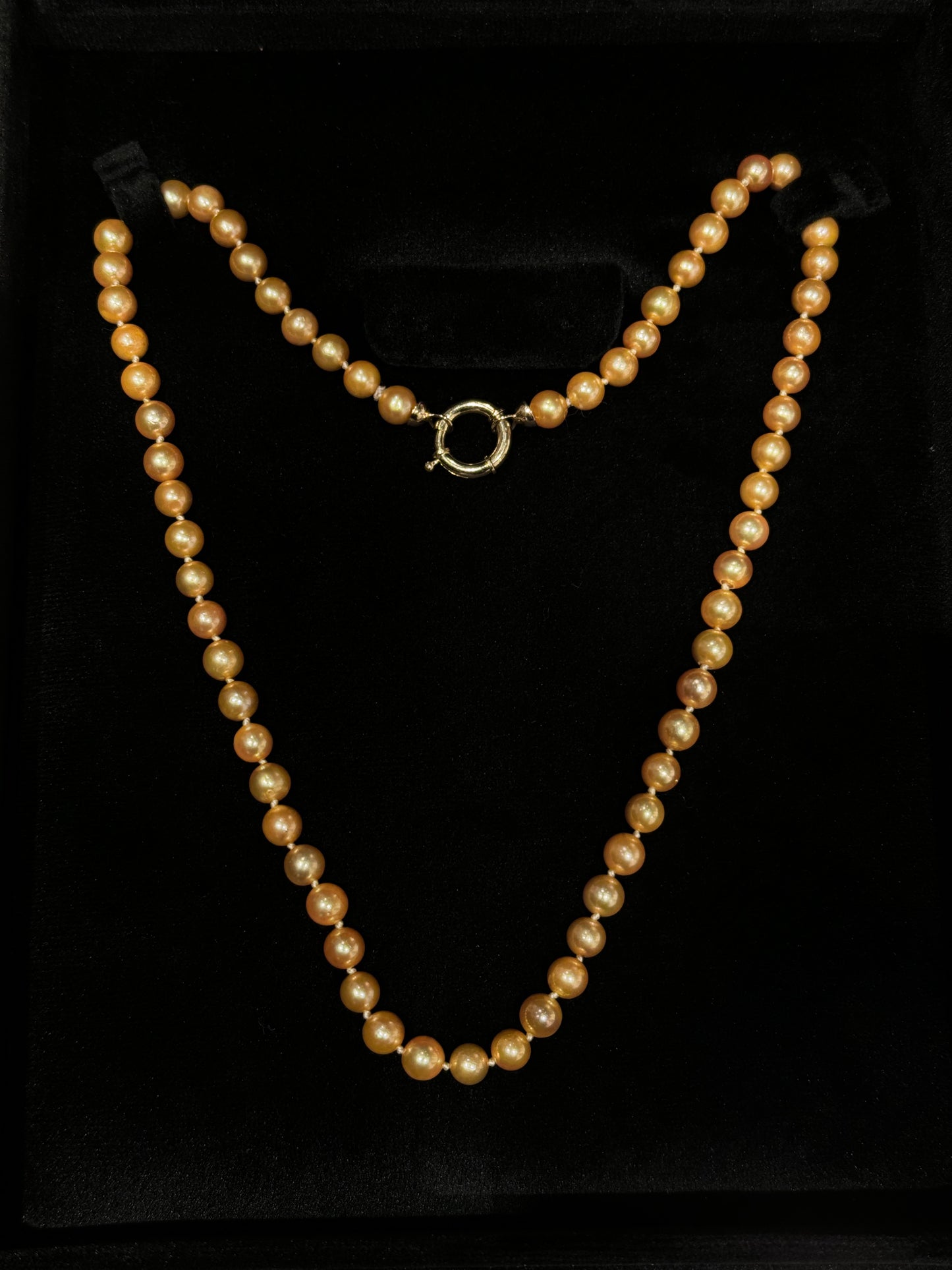 Collier de perles Akoya dorées
