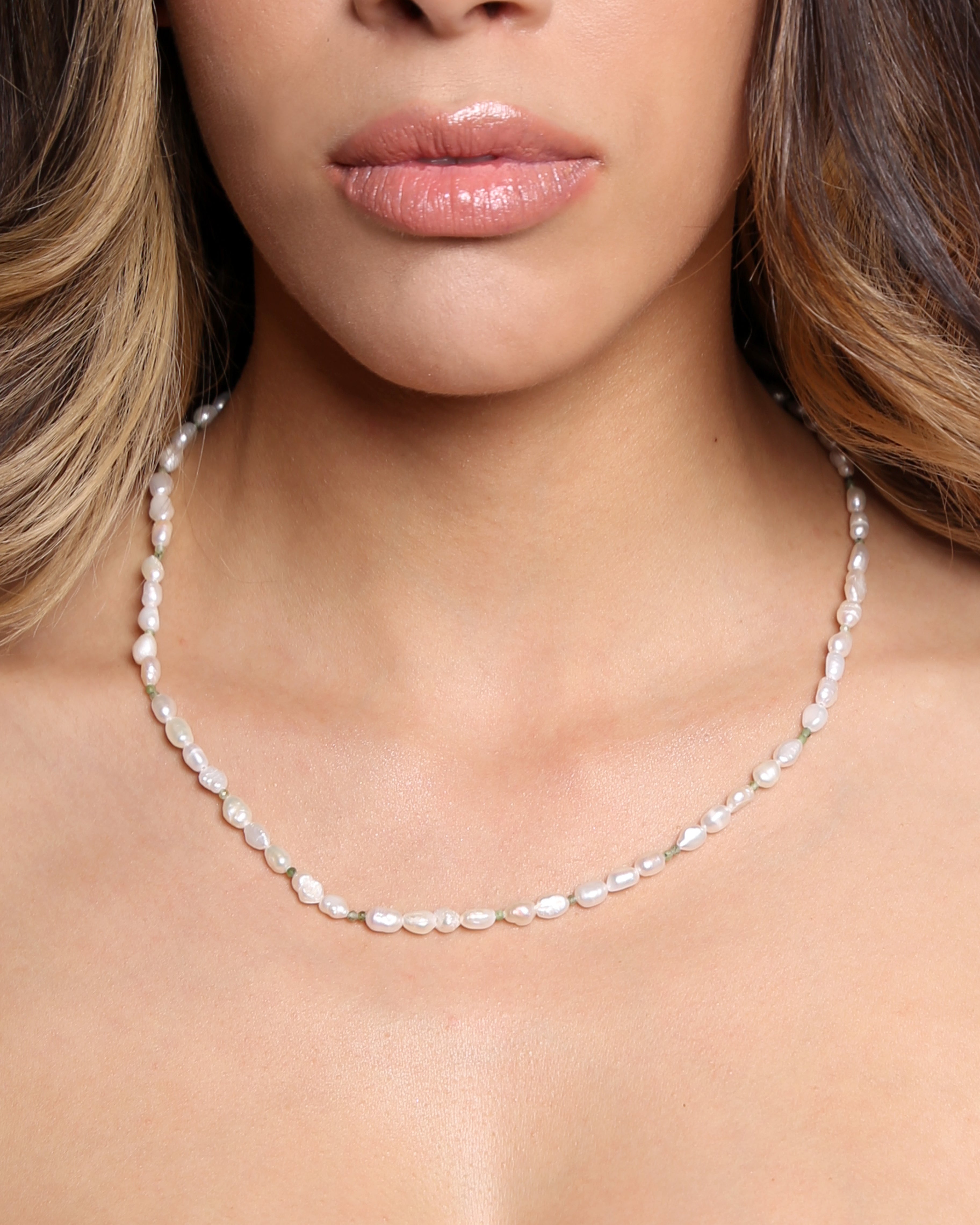 Collier Œil Porte-Bonheur en Émeraude & Perles d’eau douce