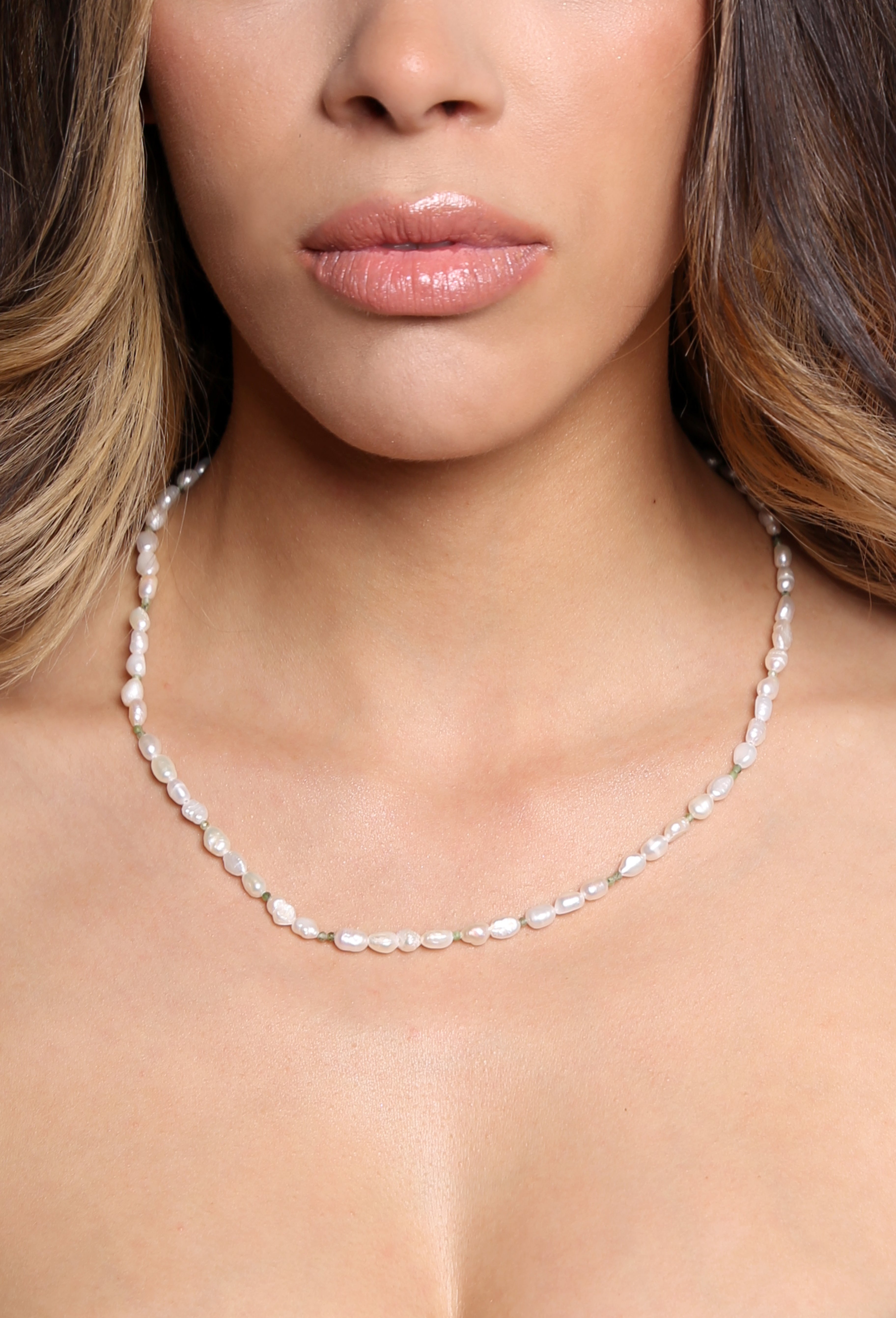 Emerald & Freshwater Pearl "Evil Eye" Necklace