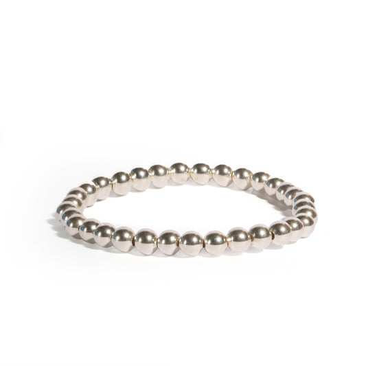 Silver Beaded Bracelet | 6mm