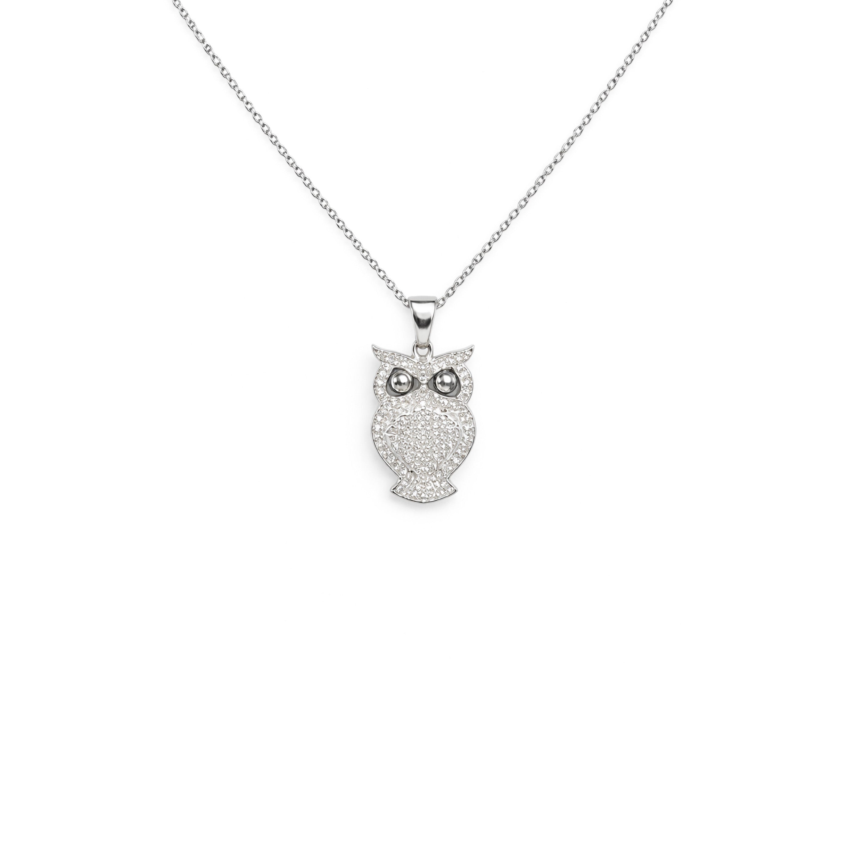 Owl Zircon Pendant Necklace