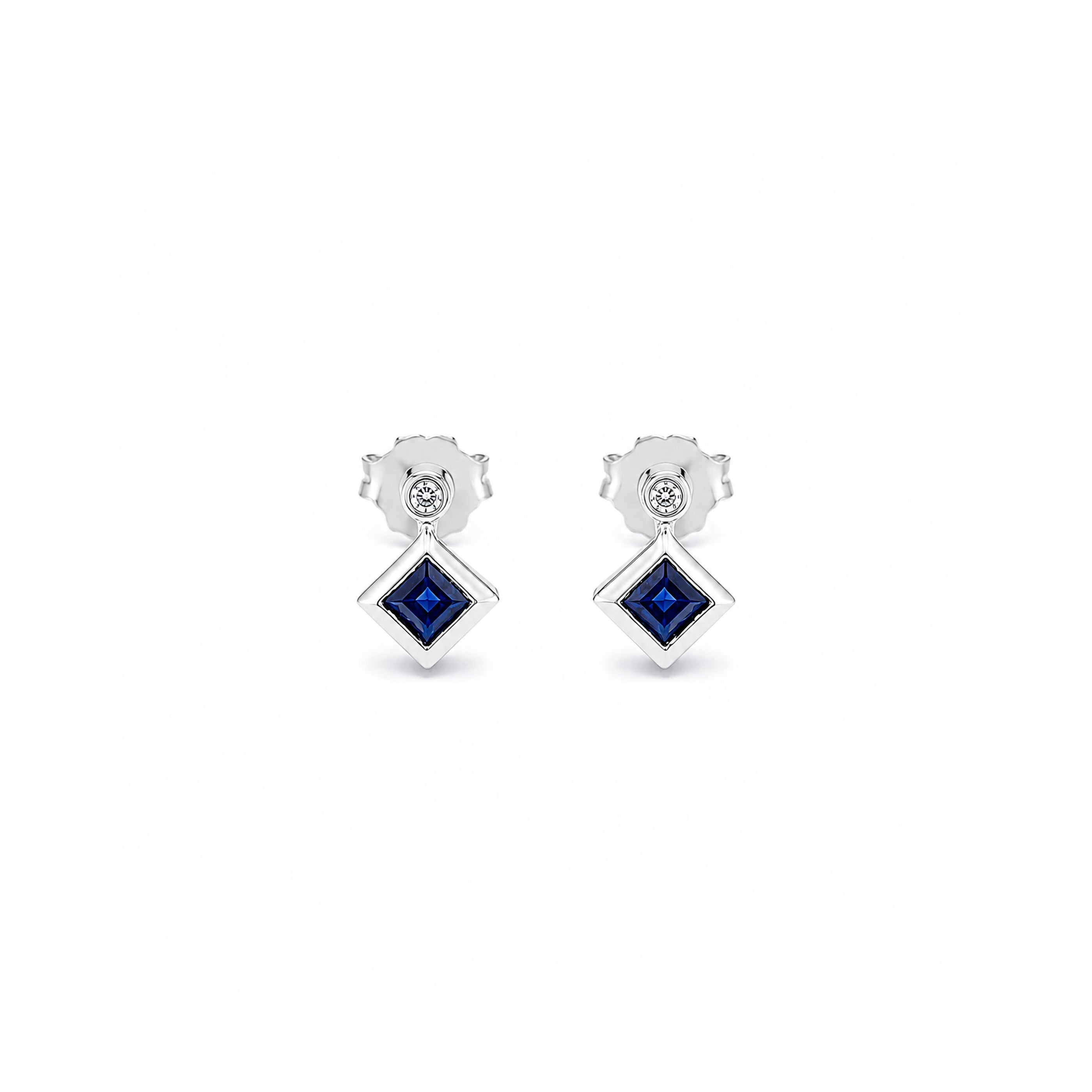 Sapphire and Diamond Earrings in 14K White Gold