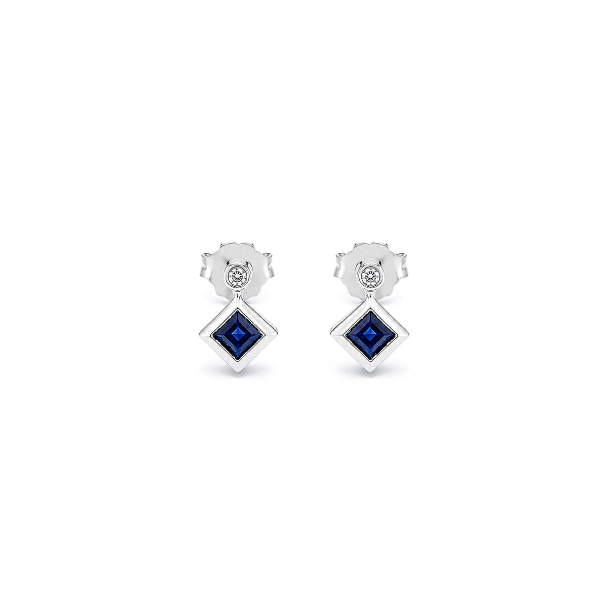 Sapphire and Diamond Earrings in 14K White Gold