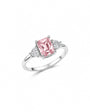 Triangular Zircon Three-StoneRing-pink