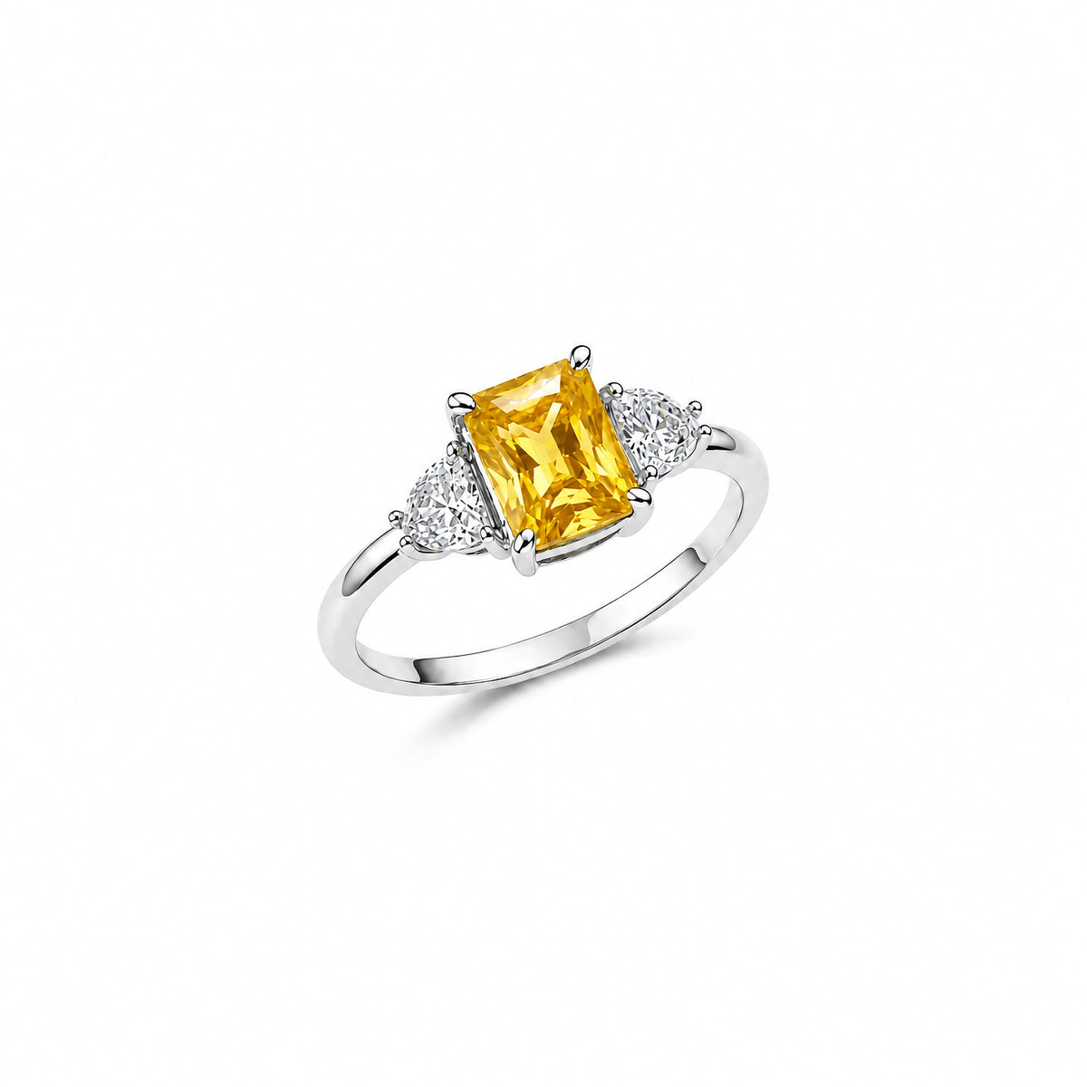 TriangularZirconThree-StoneRing-yellow