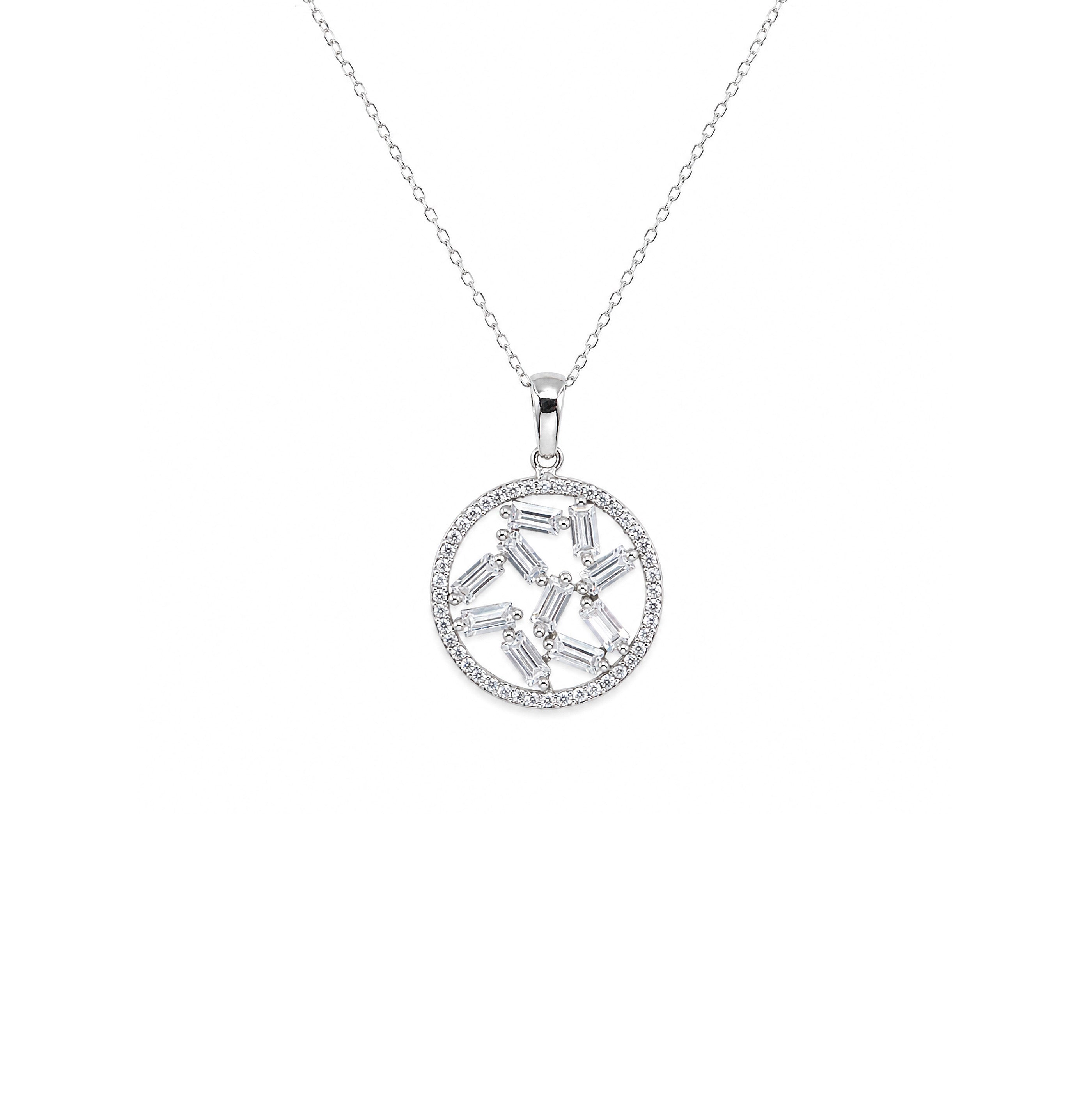 Zircon Circle Pendant Necklace
