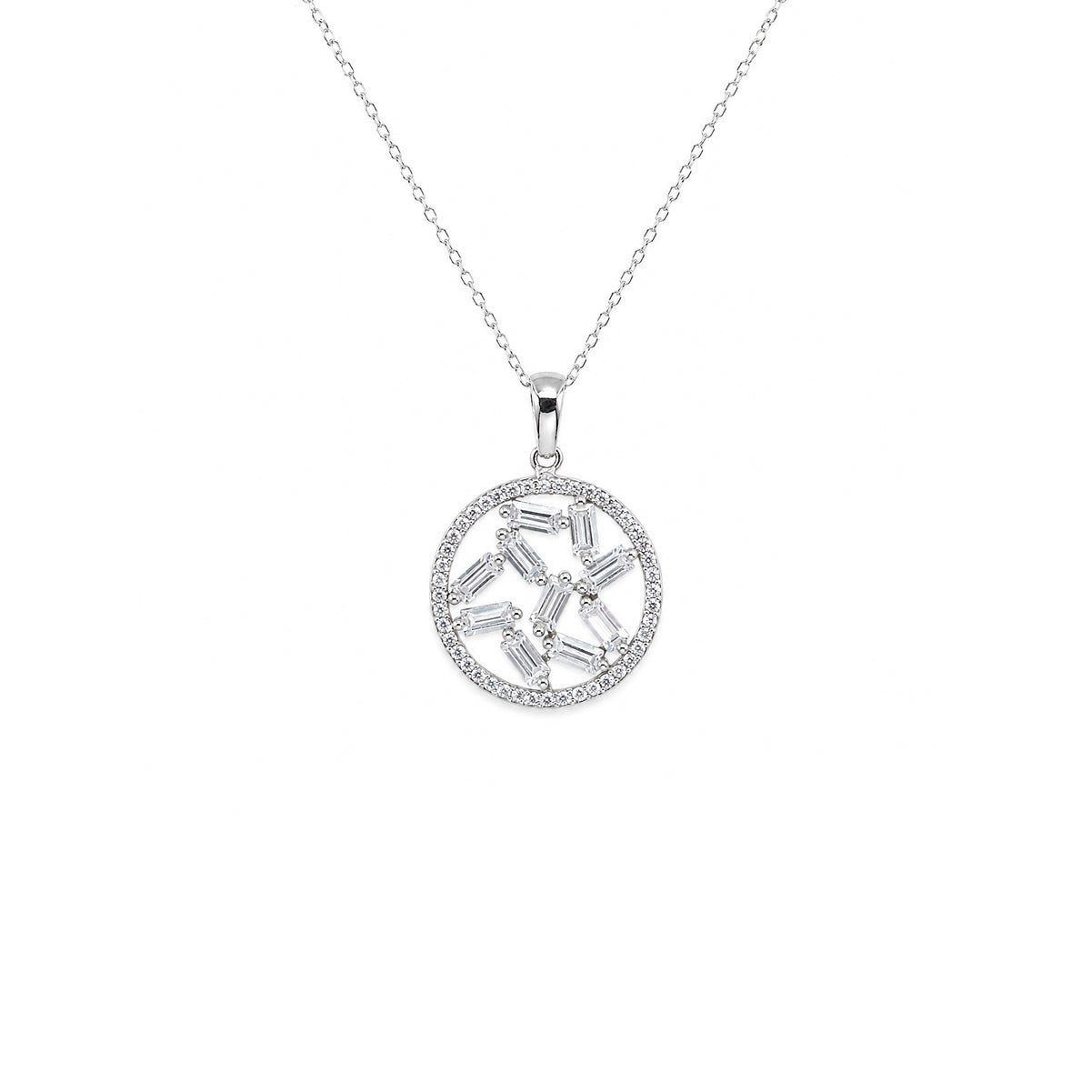 Zircon Circle Pendant Necklace